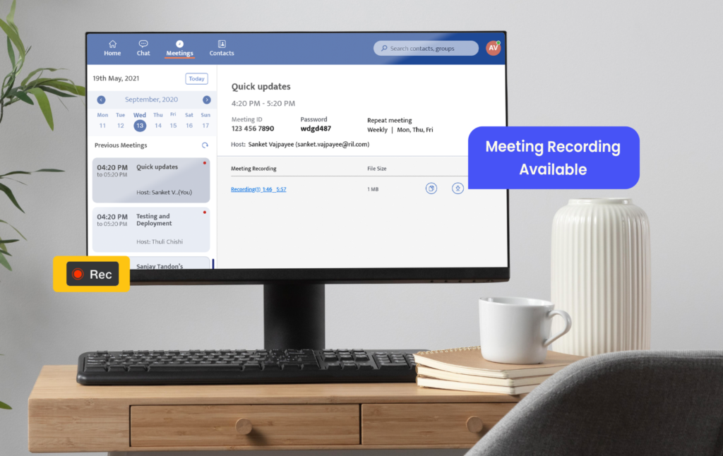 Meeting recordings on Desktop app are available on JioMeet